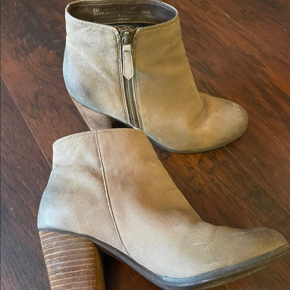 Genuine leather trolley bp womens 6m zipper block heel ankle booties taupe - Picture 5 of 5